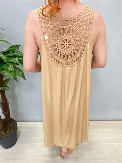 460 İtalyan Sırt Detay Elbise Camel