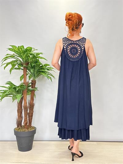 460 İtalyan Sırt Detay Elbise Lacivert