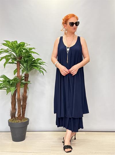 460 İtalyan Sırt Detay Elbise Lacivert