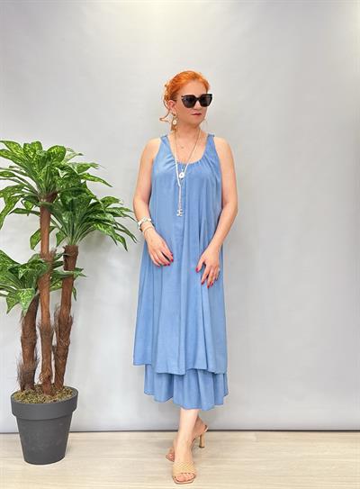 460 İtalyan Sırt Detay Elbise Mavi