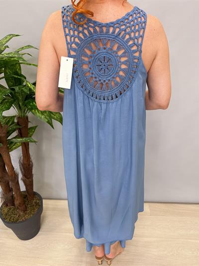 460 İtalyan Sırt Detay Elbise Mavi