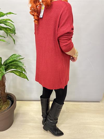 4646 Italyan Desenli Triko Bluz Bordo