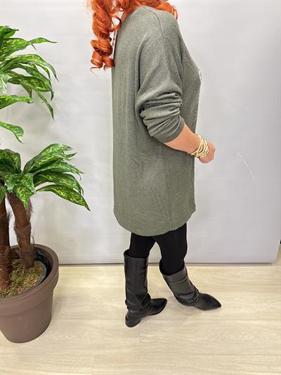 4646 Italyan Desenli Triko Bluz Haki