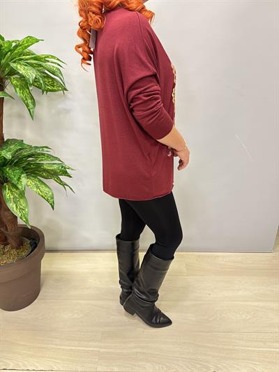 4646 Italyan Kelebek Detay Triko Bluz Bordo
