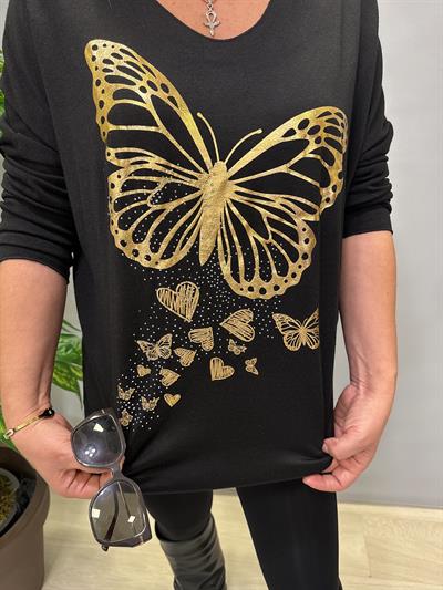 4646 Italyan Kelebek Detay Triko Bluz Siyah