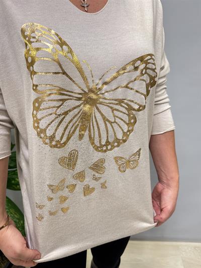 4646 Italyan Kelebek Detay Triko Bluz Taş