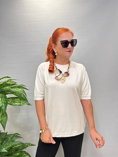 4850  Angora Triko Bluz Ekru