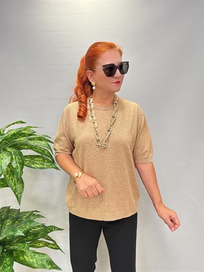 4850 Angora Triko Bluz  Camel