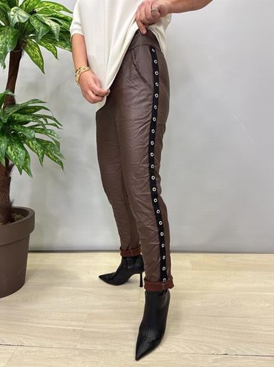 4860 Italyan Trok Detaylı Deri Pantolon Acı Kahve 