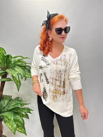 4875 Italyan Yumuşacık Triko Bluz Ekru