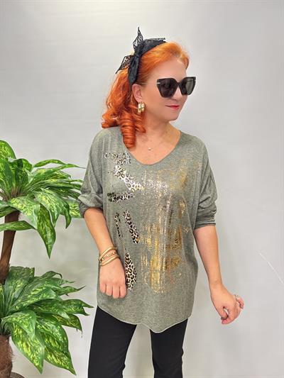 4875 Italyan Yumuşacık Triko Bluz Haki