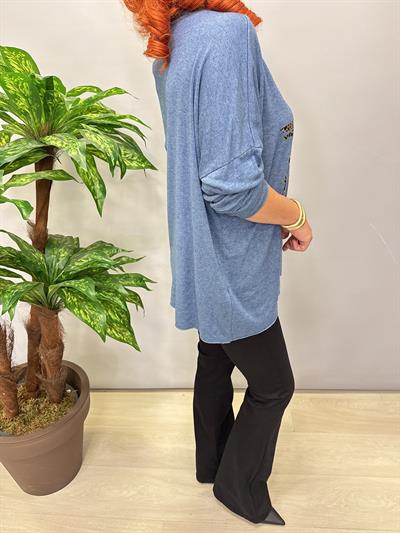 4875 Italyan Yumuşacık Triko Bluz Mavi