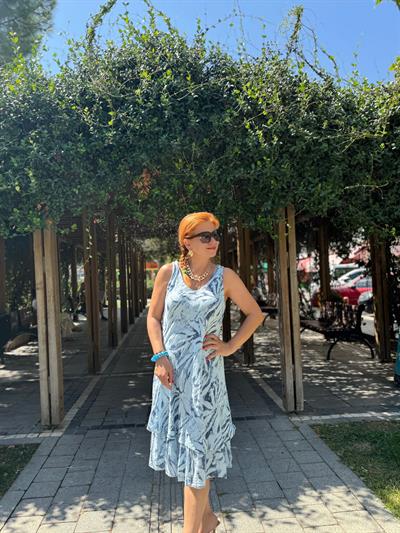 5013 PREMIUM İTALYAN PAMUK ÖN ARKA V ELBİSE AÇIK MAVİ 46 BEDENE KADAR UYUMLU