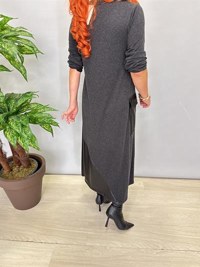 5020 Deri Detay tasarım Elbise (YELEK DAHİL DEĞİLDİR)