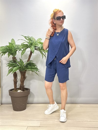 5023 Pamuklu Bluz Mavi