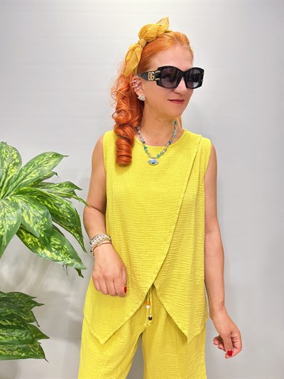 5023 Pamuklu Bluz Yağ Yeşili 