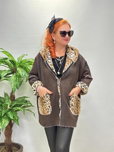 5025 Kürk Leopar Detay Kaban Acı Kahve