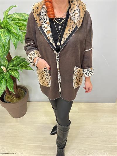 5025 Kürk Leopar Detay Kaban Acı Kahve