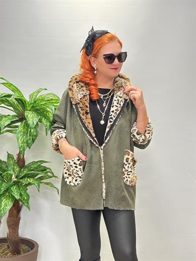 5025 Kürk Leopar Detay Kaban Yeşil