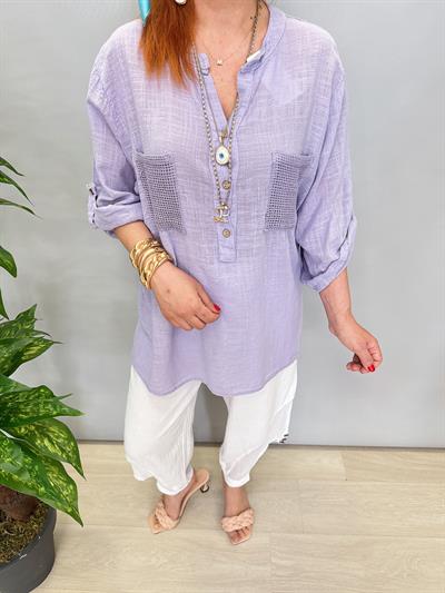 5040 PAMUKLU TASARIM BLUZ LİLA