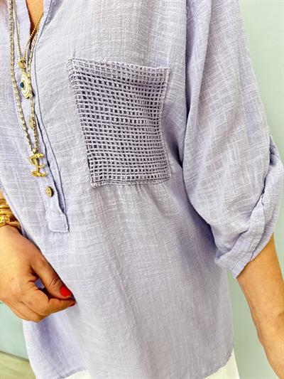 5040 PAMUKLU TASARIM BLUZ LİLA