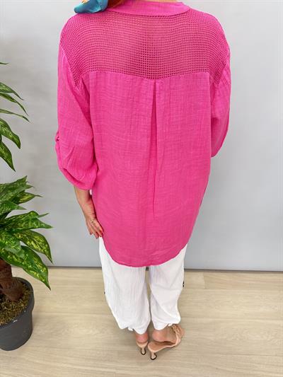 5040 PAMUKLU TASARIM BLUZ PEMBE