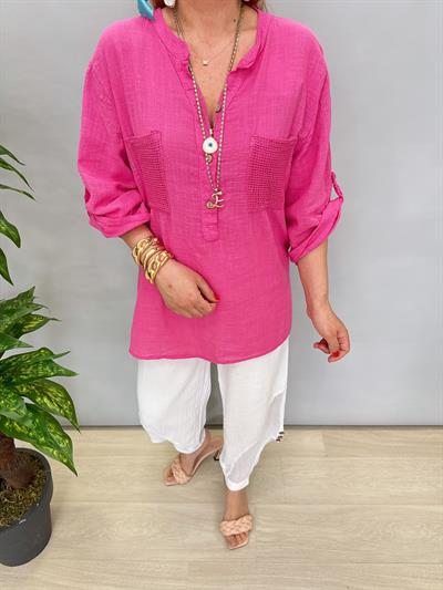 5040 PAMUKLU TASARIM BLUZ PEMBE