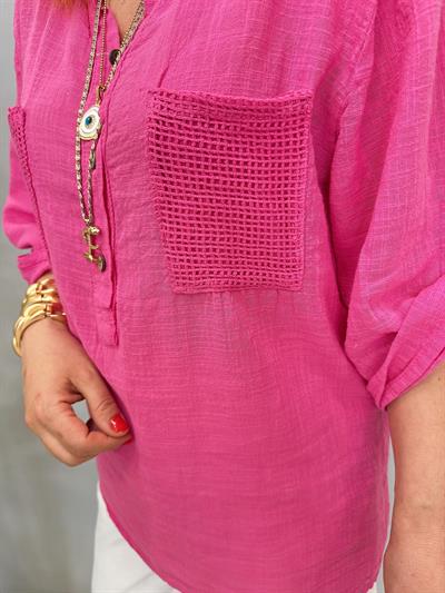 5040 PAMUKLU TASARIM BLUZ PEMBE