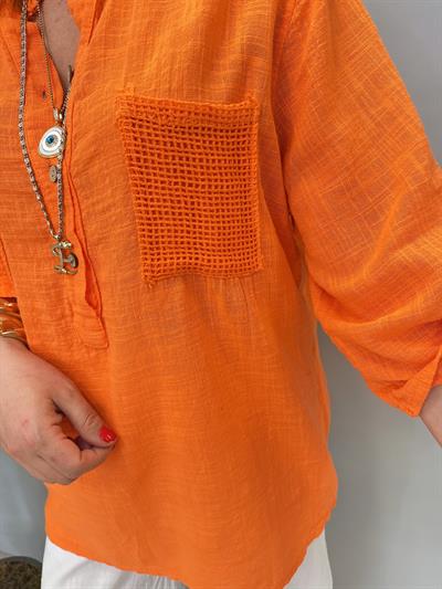 5040 PAMUKLU TASARIM BLUZ TURUNCU