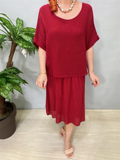 5051 Italyan Pamuklu Elbise Bordo