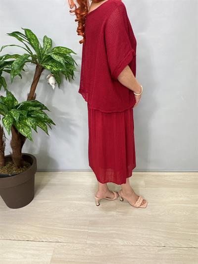 5051 Italyan Pamuklu Elbise Bordo