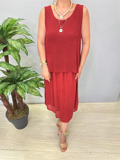 5051 Italyan Pamuklu Elbise Bordo