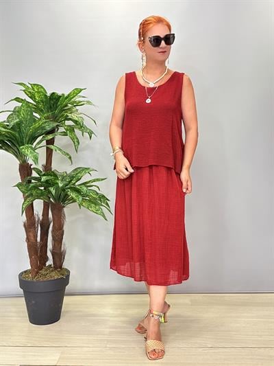 5051 Italyan Pamuklu Elbise Bordo