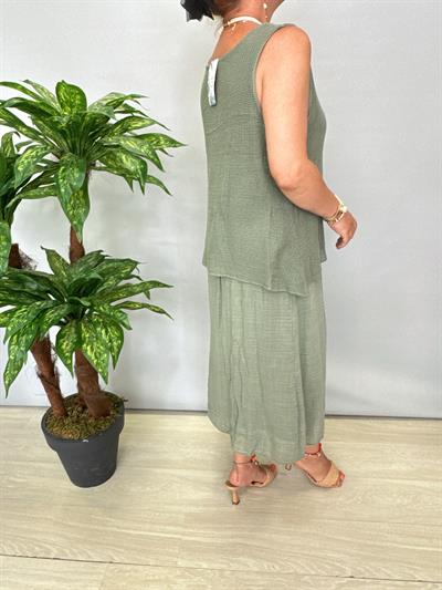 5051 Italyan Pamuklu Elbise Haki