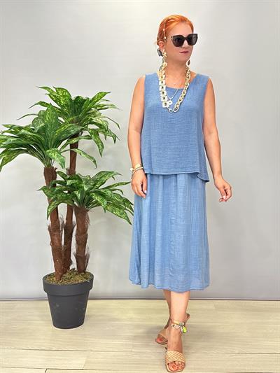 5051 Italyan Pamuklu Elbise Mavi