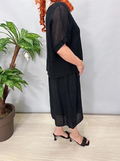 5051 Italyan Pamuklu Elbise Siyah