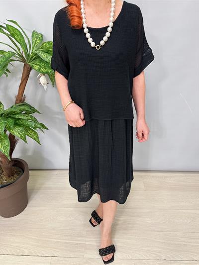 5051 Italyan Pamuklu Elbise Siyah