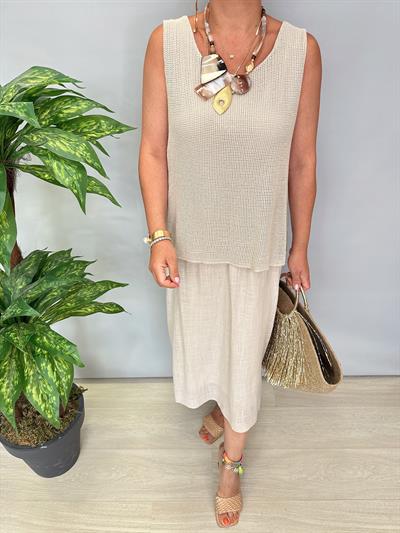 5051 Italyan Pamuklu Elbise Taş