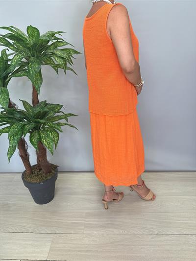5051 Italyan Pamuklu Elbise Turuncu