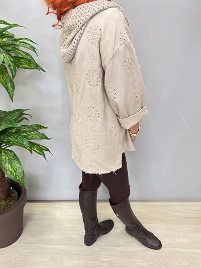 5095 Italyan Fisto Detaylı İnce Gabardin Ceket Taş 