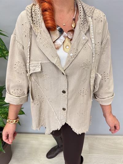 5095 Italyan Fisto Detaylı İnce Gabardin Ceket Taş 