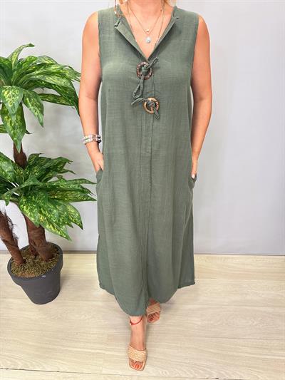 5120 Pamuklu Elbise Haki