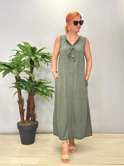 5120 Pamuklu Elbise Haki