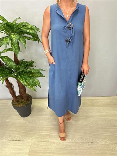 5120 Pamuklu Elbise Mavi