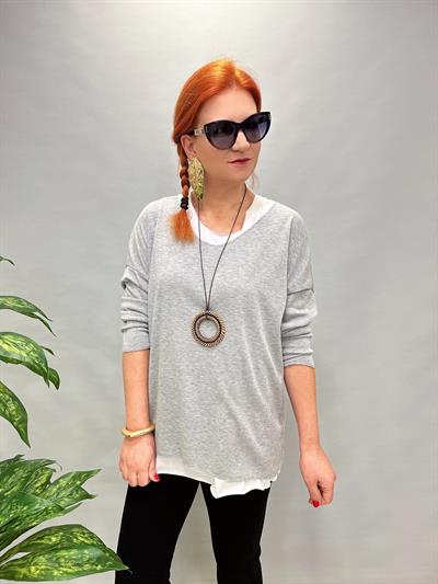 5454 KOLYE HEDİYELİ SİMLİ TRİKO GRİ