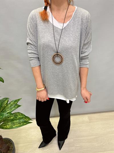 5454 KOLYE HEDİYELİ SİMLİ TRİKO GRİ