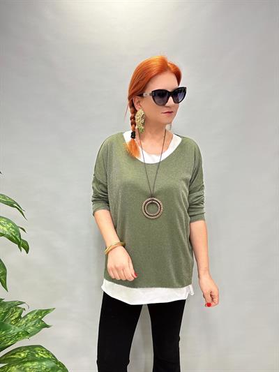 5454 KOLYE HEDİYELİ SİMLİ TRİKO YEŞİL