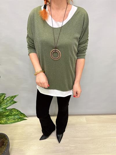 5454 KOLYE HEDİYELİ SİMLİ TRİKO YEŞİL