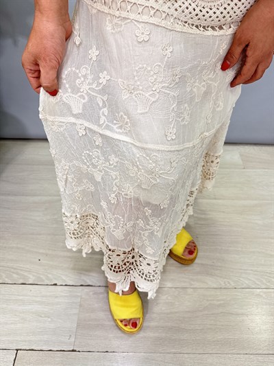 5510 Nakış ve Örme Detaylı Etek Taş