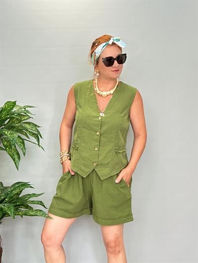 5520 Pamuklu Şort Yeşil